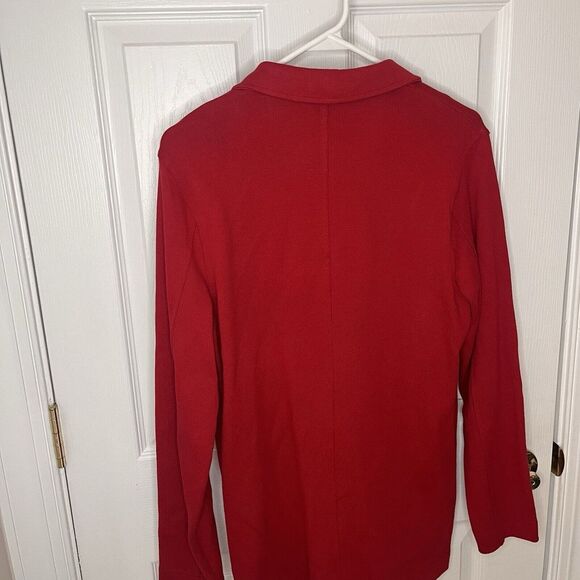 VTG Ralph Lauren LRL Knit Blazer Red Gold Button Crest Women's Small Cotton - Picture 9 of 10